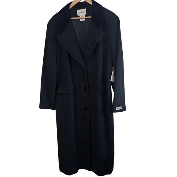 Vintage Worthington Wool Coat Womens Size 22W Black Velvet Preppy 90s Mod Glam - Picture 1 of 12